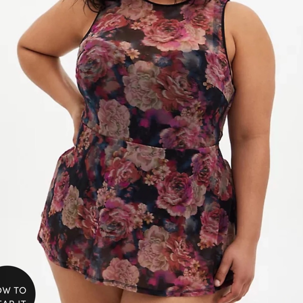 Torrid Peplum One Piece Swimsuit 2-D/DD - Picture 2 of 4